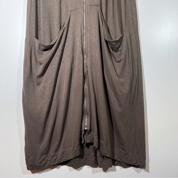BCBG Maxazria Army Green Shift Zip Dress Sleeveless Oversized Pockets Flowy XS - Picture 3 of 12